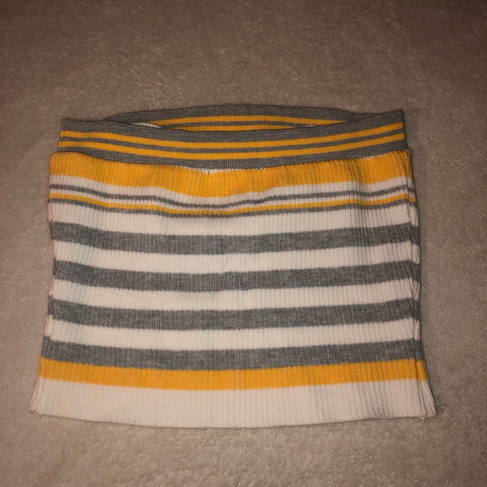 YELLOW STRIPED TUBE TOP S - Picture 2 of 3